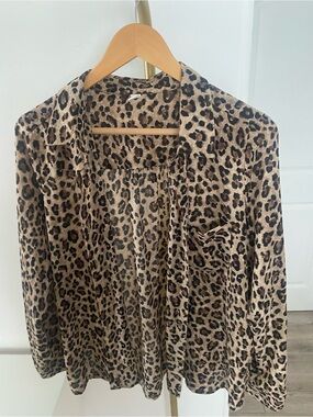 BP Leopard Print Button-Down Shirt in Tan and Black